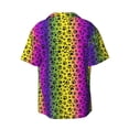 thumbnail image 2 of Naloa Animal Paw Rainbow Men's Loose Fit Cuban Collar Short-Sleeve Shirt with Button-down and Chest Pocket for Everyday Wear Outings - 4X-Large, 2 of 7