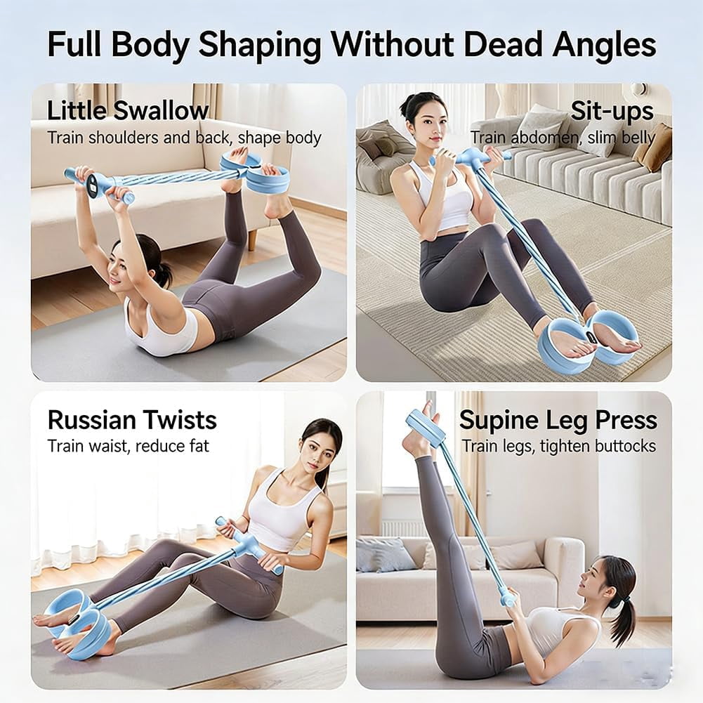 Smart Foot Pedal Puller, 2026 New 6-Tube Resistance Band with Digital Counter, Full Body Stretching Trainer for Yoga Pilates Home Gym Workout