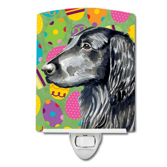 Caroline's Treasures LH9411CNL Flat Coated Retriever Easter Eggtravaganza Ceramic Night Light, 6x4x3", multicolor