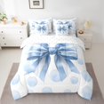 thumbnail image 2 of Erosebridal Blue Bowknot Bedding Sets Twin Size, Cute Ribbon Bow Comforter Sets with Sheets, Cartoon Theme Decor, 7pcs, 2 of 5