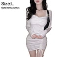 thumbnail image 2 of Laklulu Vestido de cóctel de manga larga con escote en V y sexy formal para mujer, blanco, L, 2 of 6