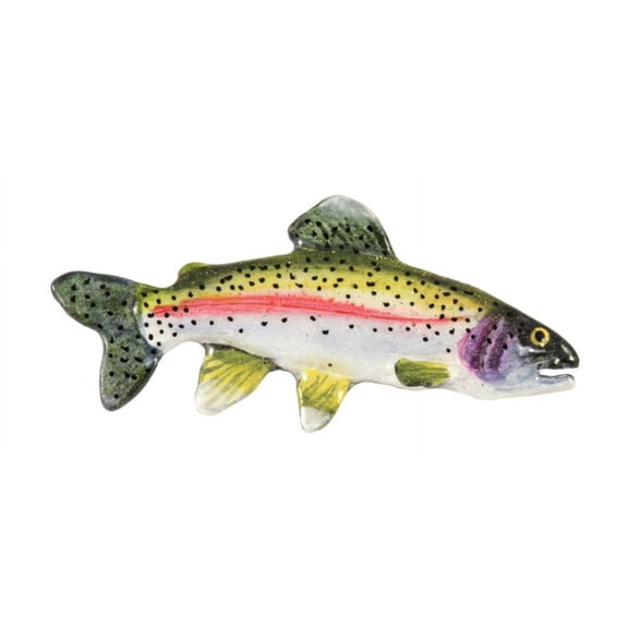 Rainbow Trout Pin, FP002, 1 1/2" Lapel Pin, Hat, Pins, Brooch, Brooches, Jewelry, Gift, Fishing, Salmonoids, 100% Handmade in the USA, 200 Fish Designs Available (Hand Painted A)