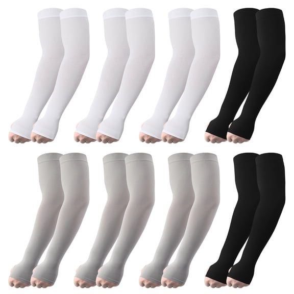 Hengguang 8 Pair Arm Sleeves with Thumb Hole for Men Women, Cooling UV Sun Protection Arm Sleeves, Multicolor Tattoo Cover Up Sleeve, Protective Sports Sleeves for Running Golf Cycling Driving Hiking