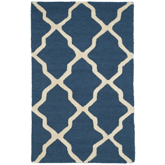 SAFAVIEH Cambridge Liam Geometric Wool Area Rug, Navy Blue/Ivory, 2'6" x 4'