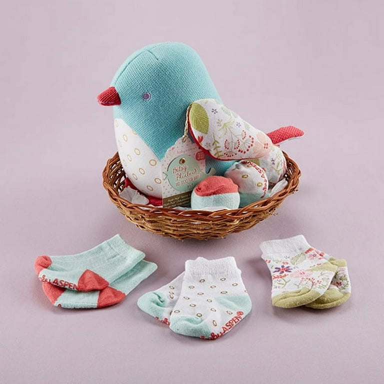 Baby Aspen Bitsy Bluebird Plush Plus Bird with Socks for Baby to