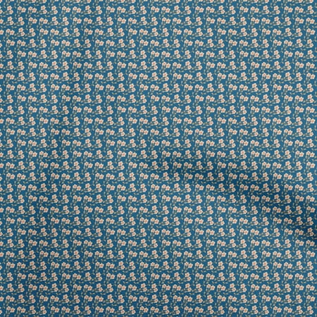 oneOone Cotton Flex Medium Blue Fabric Floral Fabric For Sewing Printed Craft Fabric By The Yard 40 Inch Wide