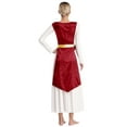 thumbnail image 2 of Yeahdor Tunique Métallisée Sans Manches à Ourlet Irrégulier pour Superposition de Danse de Louange pour Femmes, Robe de Danse Lyrique de Culte Bourgogne P/M, 2 of 7