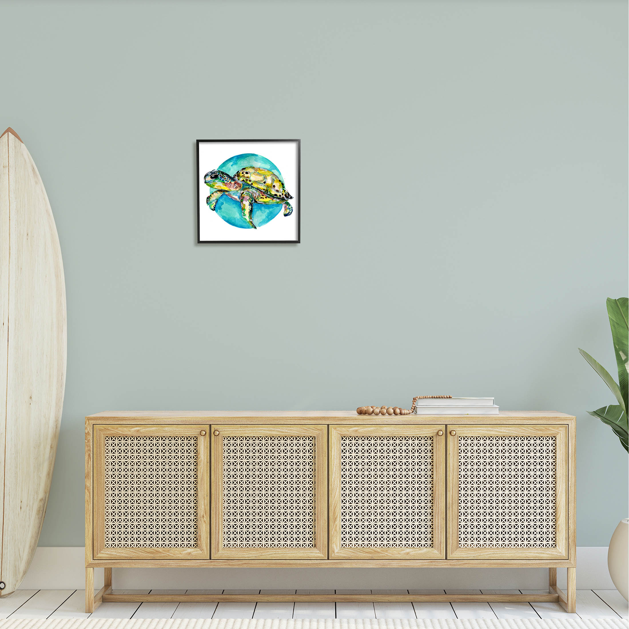 Marine Wildlife Sea Turtle Animals & Insects Graphic Art Black Framed Art Print Wall Art