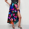 thumbnail image 5 of WMTBSRSW Floral Maxi Skirts for Women Summer High Waist A Line Flowy Beach Vacation Boho Midi Long Skirt Dark Blue 3X-Large, 5 of 9