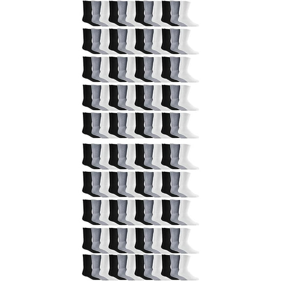 SOCKS'NBULK Mens Cotton Socks, Athletic Sport Socks Shoe Size 10-13 (120 Pairs Mixed Assorted)