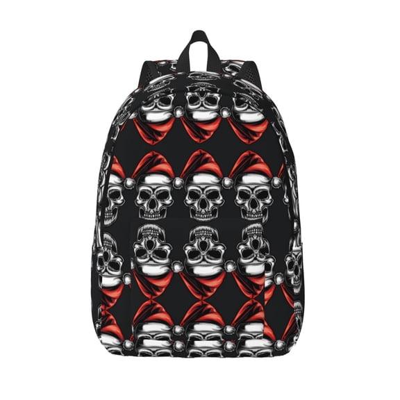 Defioc Skull santa hat for Canvas Backpack,Travel Rucksack Unisex Knapsack Laptop Backpack for Work & College -Medium