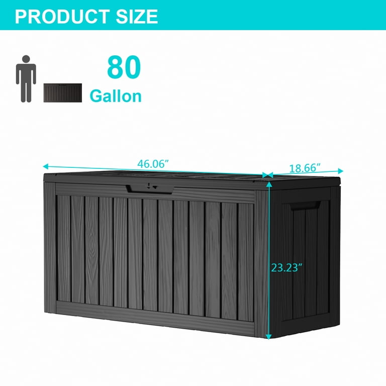 80 Gallon Resin Deck Box,Patio Large Storage Cabinet,Outdoor