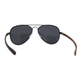 thumbnail image 2 of Mens Classic Airforce Woodgrain Wrap Arm Metal Aviator Sunglasses All Black, 2 of 4