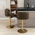 thumbnail image 6 of Round Kitchen High Bar Chairs with Golden Base PU Upholstered Bar Stool Chair Height Adjustable from 25-33 Inch Counter Chair with Back Swivel Barstool with Footrest for Kitchen (Set of 6), 6 of 9