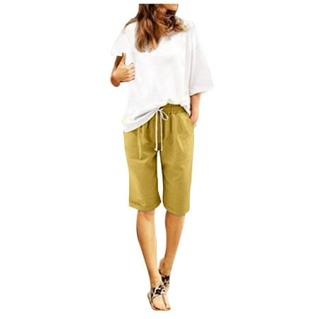 Rinsvye Women Summer Cotton Pants Plus Size Boy Shorts Underwear For Women Plus Size High Waisted Short Dress For Women Shorts Lacing Beach Workout Jean Shorts Womens Pocket Five Point Pants