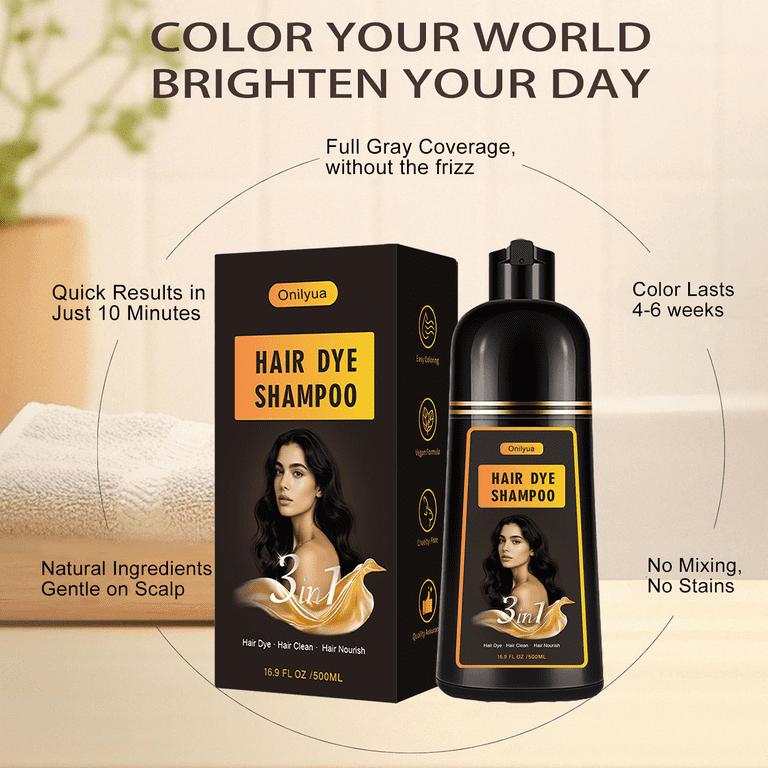 Burgundy Hair Dye Shampoo 3 in 1, Herbal Hair Color Shampoo for