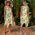 thumbnail image 3 of Psesaysky Couple Matching Outfit Tropical Pineapple Hibiscus Palm Print Womens Sleeveless Dress with Pockets Men’s Short Sleeve Buttons Shirts or Tunic Sundress Plus Size, 3 of 7