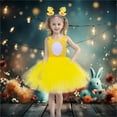 thumbnail image 2 of Toimothcn Toddler Baby Girls Outfit Sets Sleeveless Happy Easter Cartoon Egg Duck Shaped Mesh Tulle Dress With Hairbands Dress Up Stage Performance Outfit Sets Funny Festival Show Clothes Sets, 2 of 7