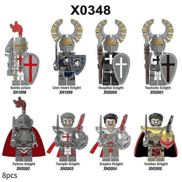 8pcs/set Medieval Knight Action Figures Building Blocks Battle Priest Patron Knight Assembly Minifigures Collectible Toys Kids Fans Gift