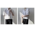 thumbnail image 4 of Camisa de media manga con cuello vuelto para hombre, Color liso, botón frontal, camisa de media manga para caballeros de verano, 4 of 8
