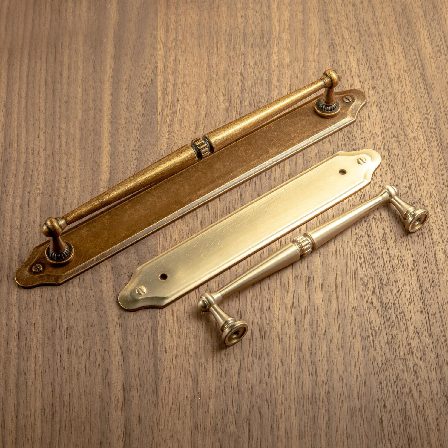 5.04" c-c Antique Brass Cabinet Pulls with Back/Base Plate Zinc Alloy Kitchen Hardware - 2 Pack Vintage Brass Bar Cabinet Pulls Drawer Handles with Spacer