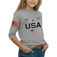 thumbnail image 3 of Abcomgle Shirts for Girls Kids 3/4 Sleeve Patriotic T Shirt 4th Of July Tops Crew Neck USA Flag Graphic T-Shirt Independent Day Shirts,Gray,12-13Years, 3 of 4