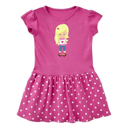 

Inktastic Valentine s Day Girl Blonde Hair Girl In Love Gift Toddler Girl Dress