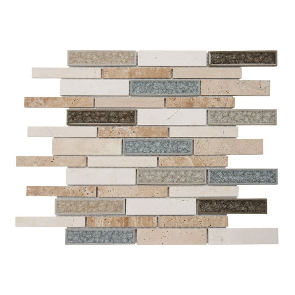 Modket TDH461NS Beige Sand Cream Marble Stone Crackle Glass Mosaic Tile Kitchen Wall Backsplash