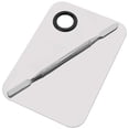 thumbnail image 1 of Miamay Paleta de maquillaje de 6 por 4 pulgadas Paleta de acero inoxidable Paleta de mezcla para artistas cosméticos con herramienta de espátula de 6 pulgadas, 1 of 5