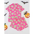 thumbnail image 7 of Emy Dola Women Halloween Silk Pajamas Sets 2 Piece Button-Down Satin Sleepwear Ghost Pumpkin Skull Print Short Sleeve Loungewear S-2XL, 7 of 7