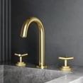 thumbnail image 2 of VIGO Jewel 9 in. H 2-Handle High-Arc Widespread Bathroom Faucet with Cross Handles in Matte Brushed Gold, 2 of 13