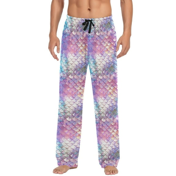 JSTEL Rainbow Mermaid Men's Sleepwear Mens Pajama Pants Bottoms with Pockets, XXL