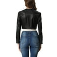 thumbnail image 3 of Unique Bargains Women's Open Front PU Bolero Shrug Leather Cropped Fashion Jacket Cardigan XS Black, 3 of 6