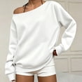 thumbnail image 2 of Women’s Casual Off Shoulder Sweatshirt Long Sleeve Loose Solid Long Sleeve Lightweight Tops Y2k Pullovers, 2 of 6