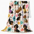 thumbnail image 2 of Playful Costumed Dachshunds autumn celebration, Playful Pet Portrait Pattern, Warm Flannel Blanket for Living Room and Reading Nook, Dog Lovers autumn celebration Gift, Pet Lover Home Decor, 2 of 9