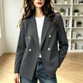 thumbnail image 2 of Kukoosong Women's Double Breasted Blazer, Casual Work Office Jacket with Gold Buttons and Lapel Collar for Business, Women's Classic Suit Jacket, 2 of 5
