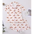 thumbnail image 5 of VONCOS Womens Beige Dachshund Print Short Sleeve Pajama Set Soft Lounge Wear Two Piece Sleepwear,Size 2XL, 5 of 6