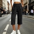 thumbnail image 2 of SAWOBUUN Womens Wide Leg Capri Sweatpants High Waisted Drawstring Casual Soft Cropped Lounge Pants with Pockets, 2 of 7