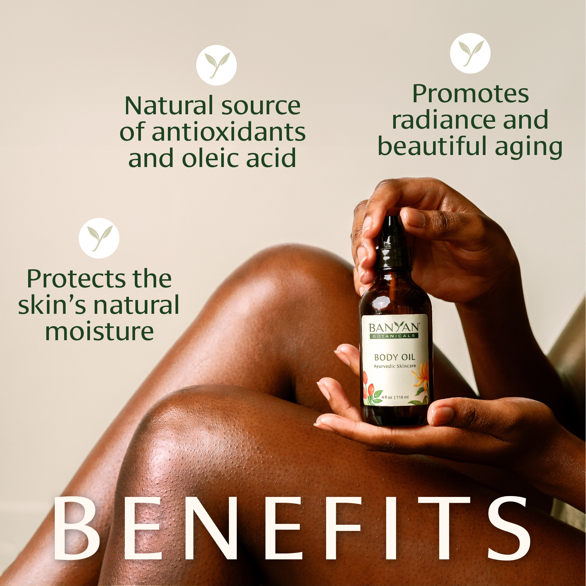 Banyan Botanicals Body Oil – Lightweight & Non-Greasy Body Oil – Ayurvedic Skin Care with Organic Jojoba Oil for Soft, Smooth Skin – 4 oz – Non-GMO, Cruelty Free, Paraben Free Massage Oil