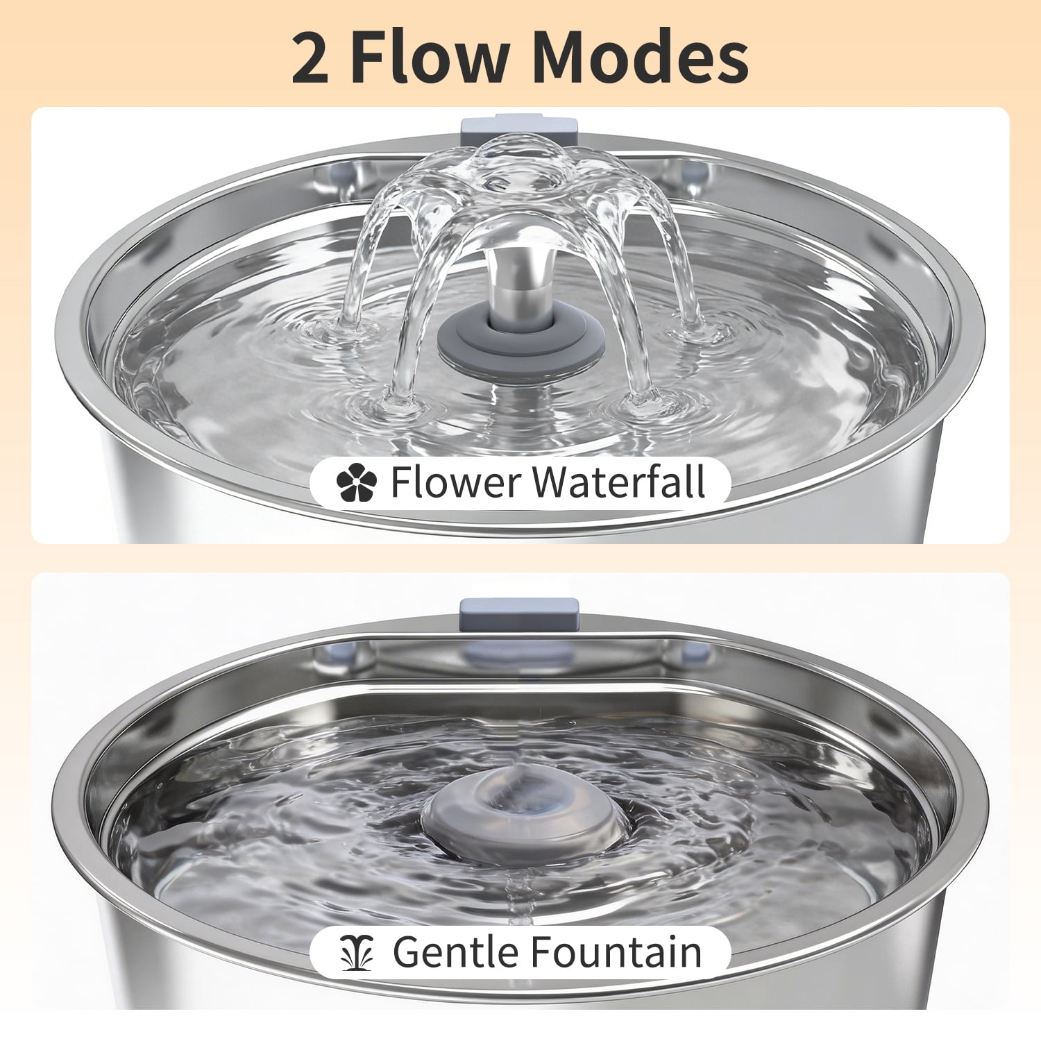 Beteliva Stainless Steel Cat Water Fountain, 108oz/3.2L Automatic Pet Water Dispenser for Cats and Dogs with Replacement Filters