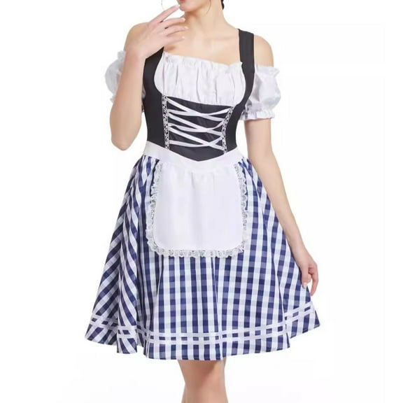 Roncen Oktoberfest Dirndl Dress - Floral Embroidery & Adjustable Bustier for Festival Events