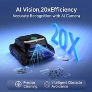 WYBOT S2 Vision Cordless Robotic Pool Cleaner, AI Vision Debris Detection, Brushless Motor, Wall & Waterline Cleaning, App Control, for Inground Pools up to 3229 Sq.Ft, Black & Green