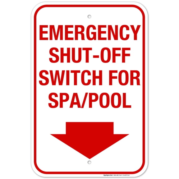 Emergency Shut Off Switch Sign, Pool Safety Sign,