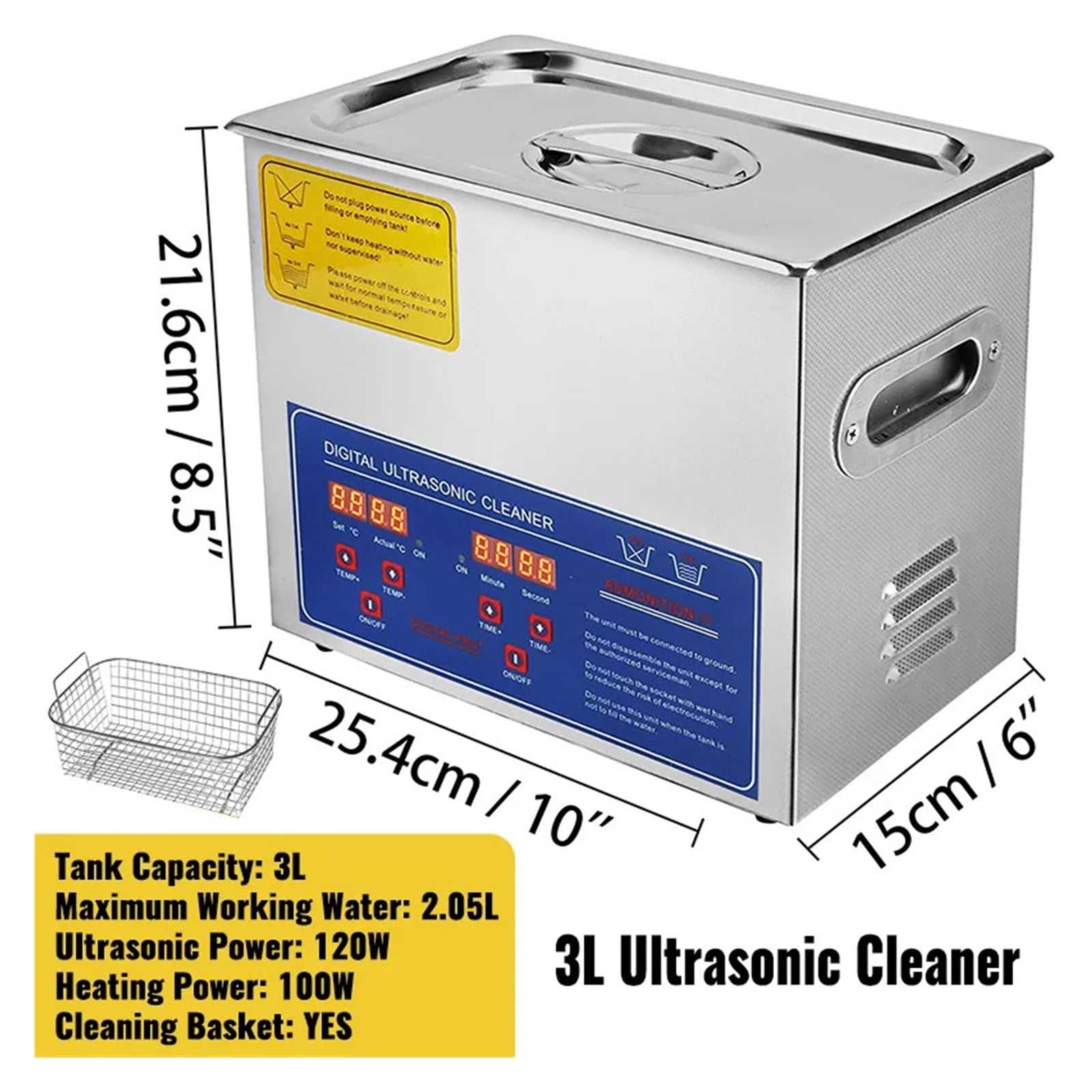 Ultrasonic Cleaner  2L 3L 6.5L 10L 15L 30L with Digital Timer Heater, Stainless Portable Washing Machine Home Appliance