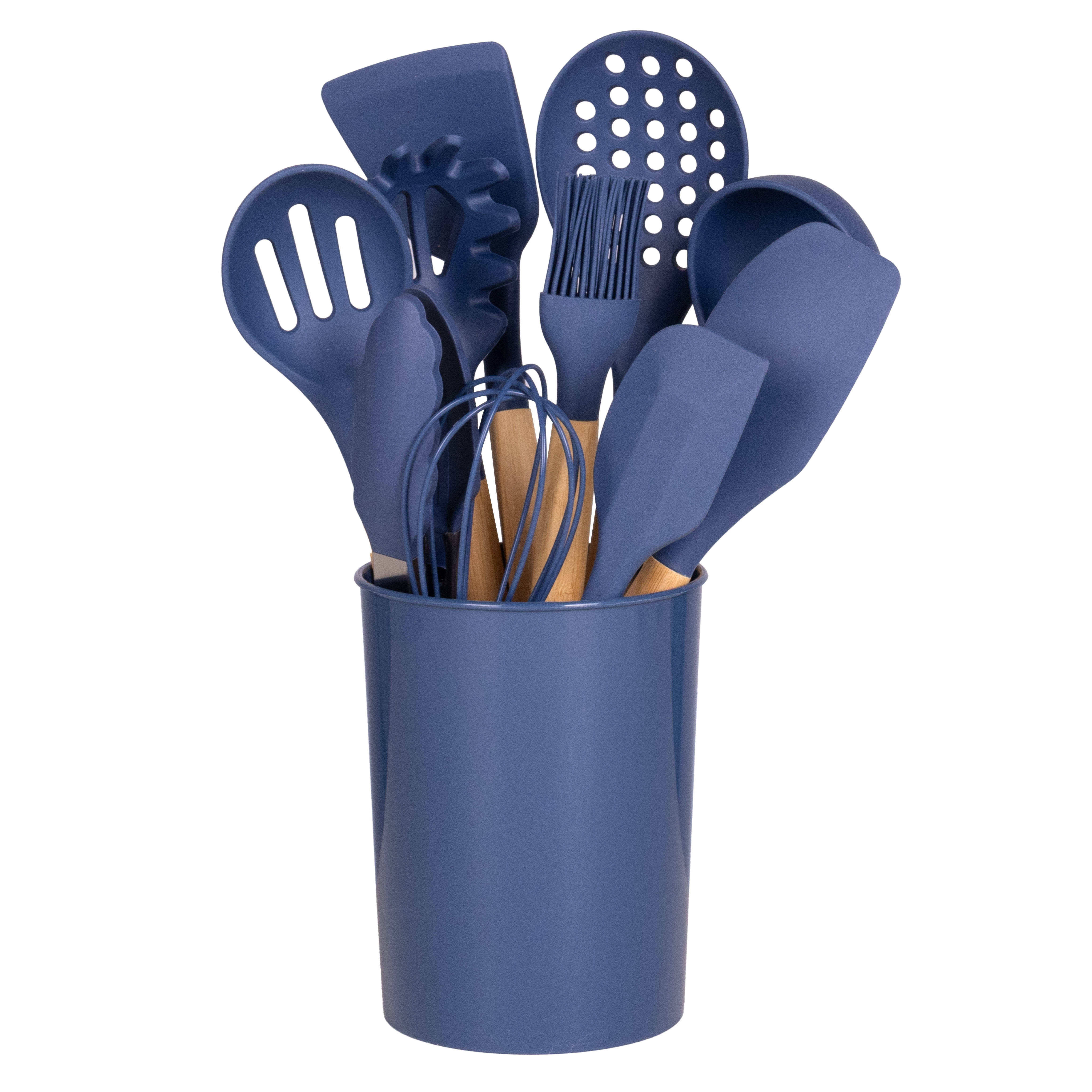 Mainstays Bamboo and Silicone Washed Indigo Gadgets Set, 14 pieces