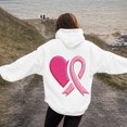 thumbnail image 2 of GEWSEY Hoodies for Women Pink Ribbon with Heart Graphic Top Cancer Awareness Support Sweatshirt (White, L), 2 of 5