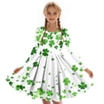 thumbnail image 3 of Vestido de manga larga con cuello redondo para niñas, vestido elástico de manga larga, corte A, estilo patinador con volantes, vestido de recital escolar, vestido de manga larga con cuello redondo par, 3 of 5