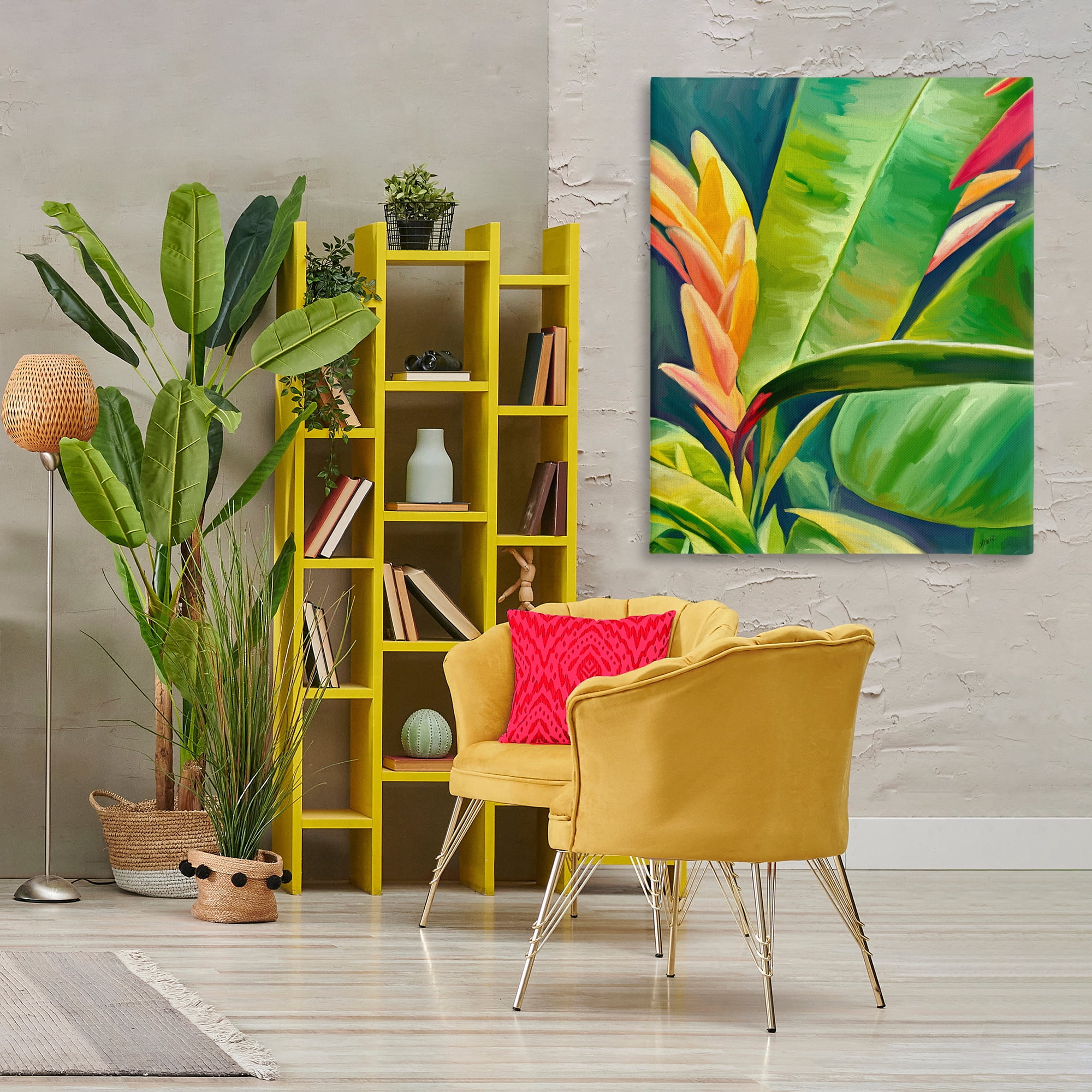 Stupell Industries Bright Tropics Greenery Botanical & Floral Painting Gallery Wrapped Canvas Art Print Wall Art, 36 x 48