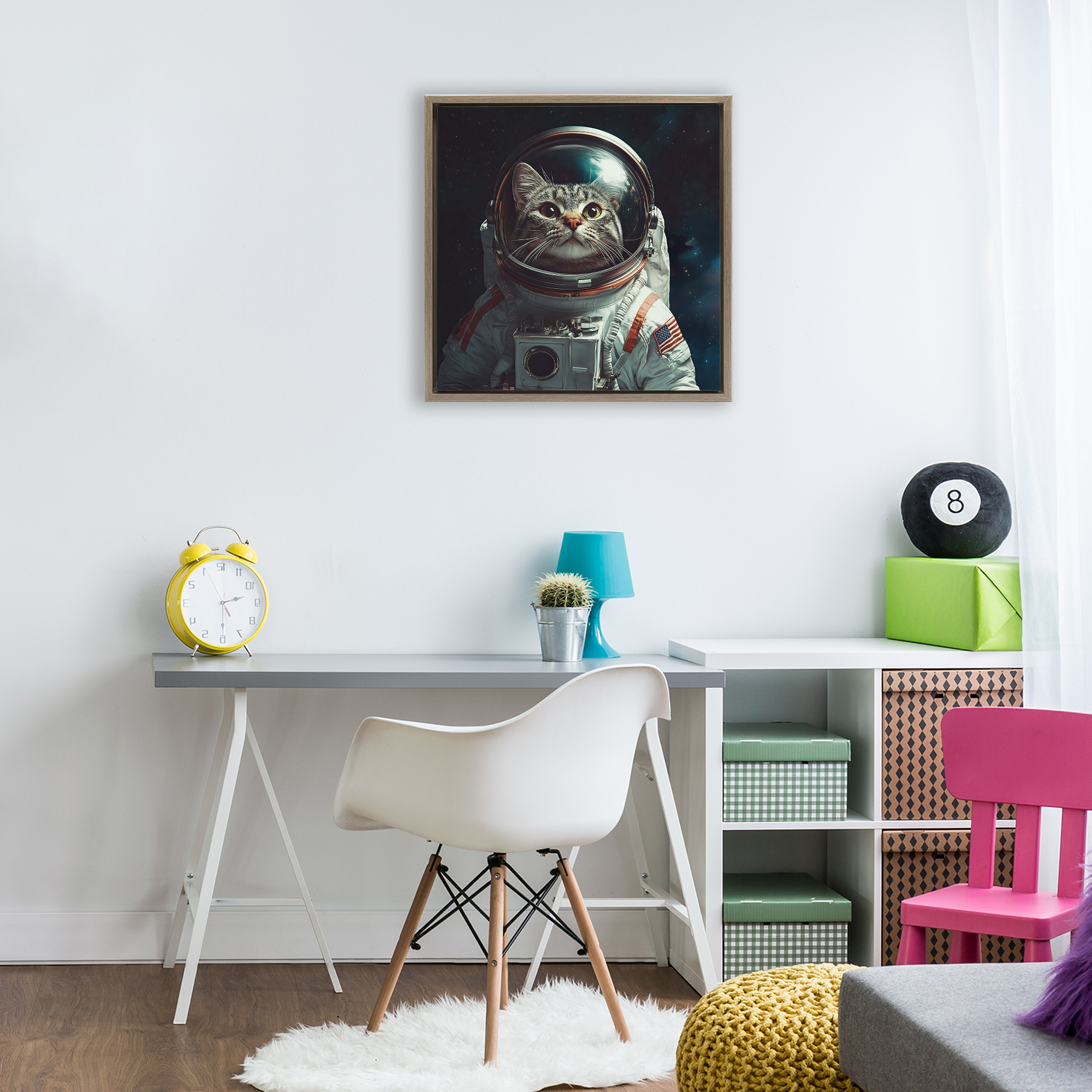 Catstronaut Cat Astronaut Brown Framed Floater Canvas Wall Art, design by Jim Baldwin
