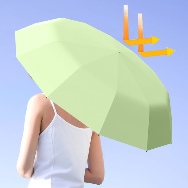 Paraguas plegable de viaje, resistente al viento, con 12 varillas, automático, reversible y anti-UV.